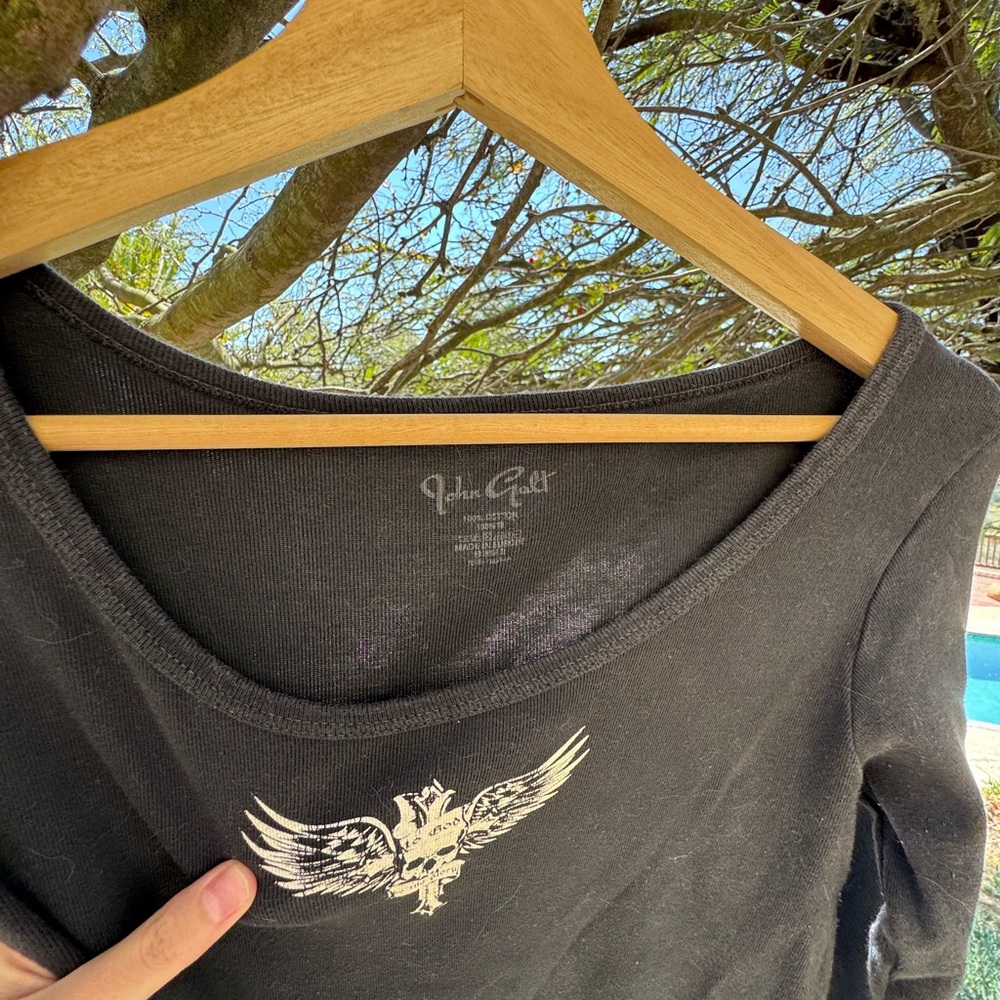 brandy melville | black long sleeve logo top - Picture 2 of 2